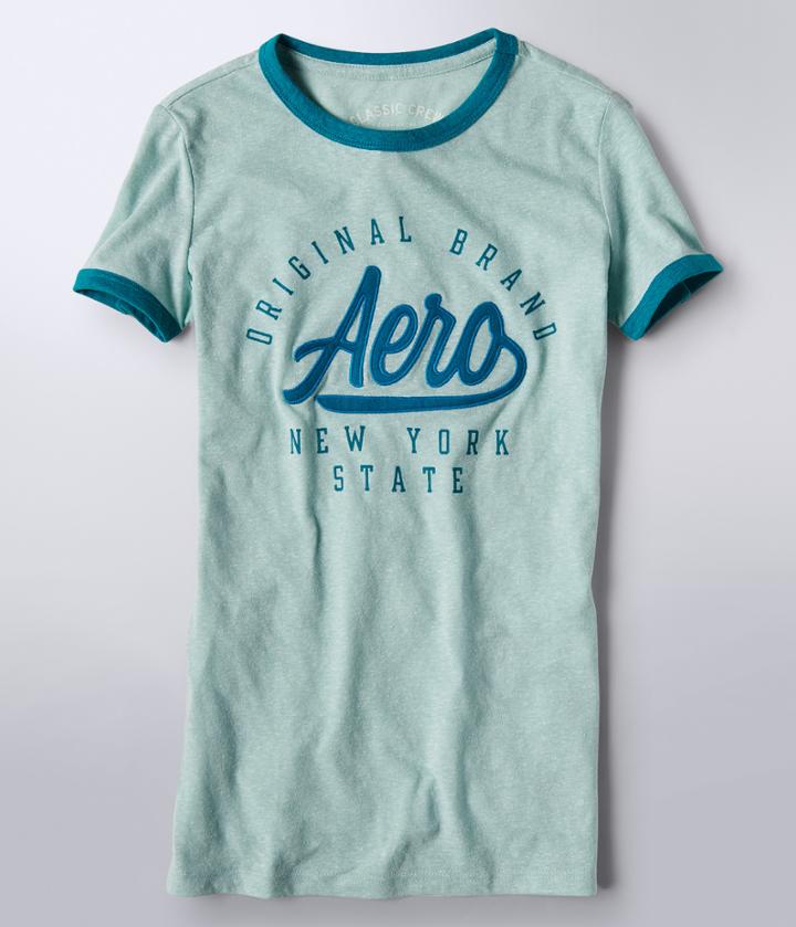 Aeropostale Aeropostale Aero Original Brand Ringer Graphic Tee - Light Blue, Xsmall