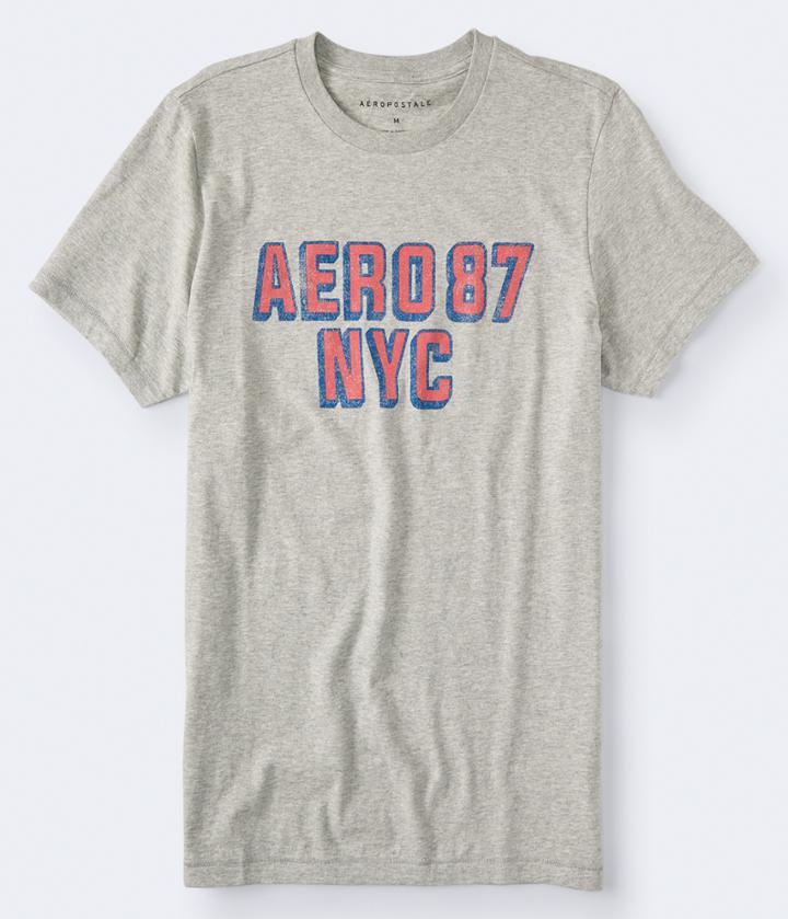 Aeropostale Aeropostale Aero 87 Nyc Graphic Tee - Light Heather Grey, Medium