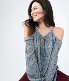 Aeropostale Aeropostale Long Sleeve Floral Cold-shoulder Top - Floral White, Xsmall