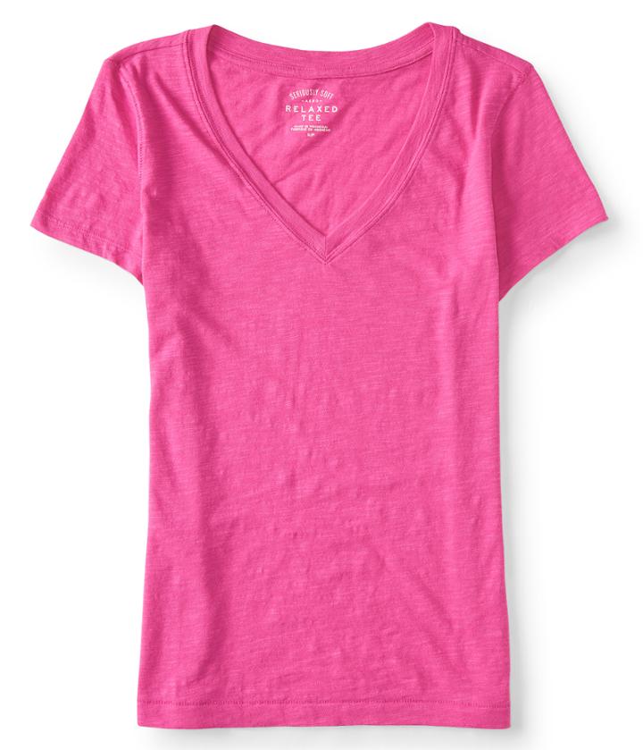 Aeropostale Aeropostale Seriously Soft Solid V-neck Tee - Magenta, Xsmall