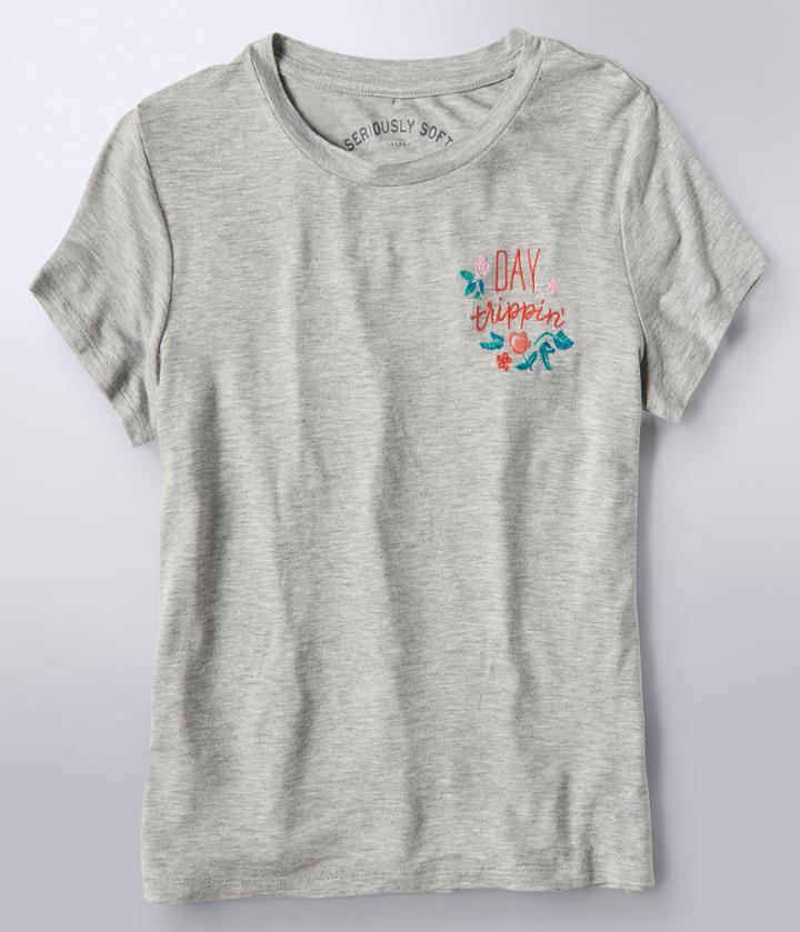 Aeropostale Aeropostale Seriously Soft Day Trippin' Girl Tee - Light Heather Grey, Xsmall