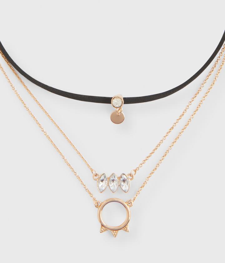 Aeropostale Aeropostale Teardrop Choker Short-strand Necklace 3-pack - Gold