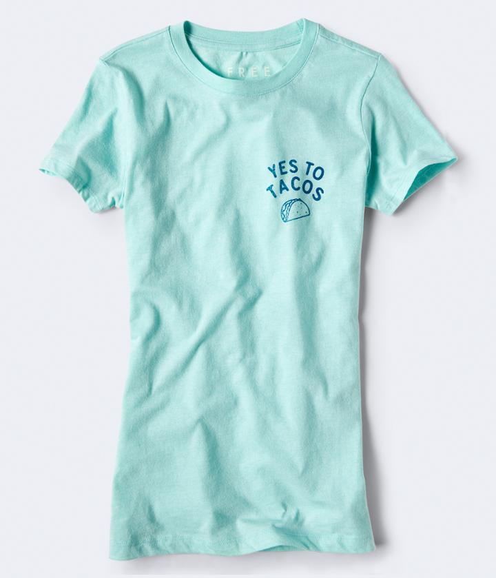 Aeropostale Aeropostale Free State Yes To Tacos Graphic Tee - Aqua, Xsmall
