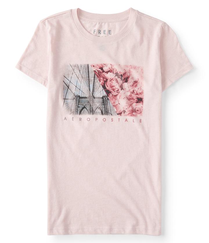 Aeropostale Aeropostale Free State Floral Bridge Graphic Tee - Light Ping, Xsmall
