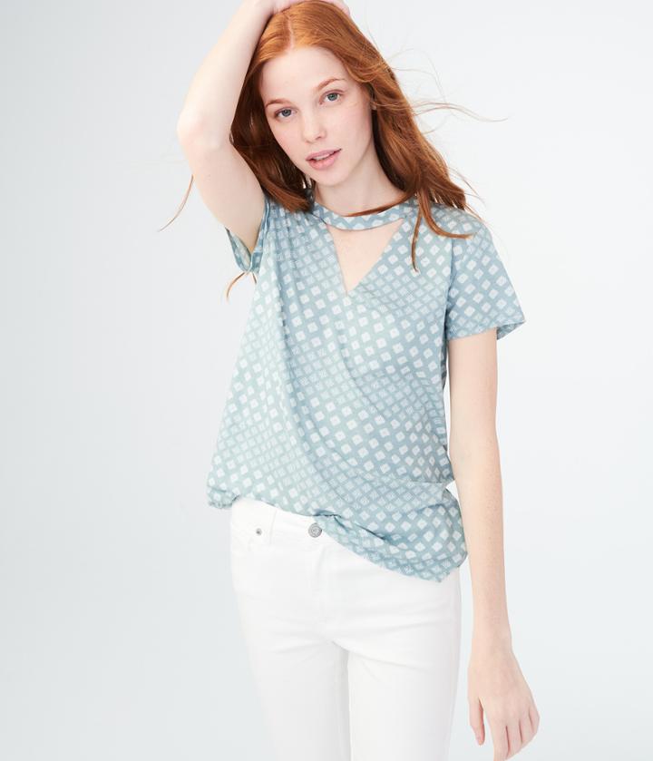 Aeropostale Aeropostale Seriously Soft Diamond Choker Tee - Aqua, Xsmall