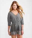 Aeropostale Quarter Sleeve Mosaic Vintage Romper
