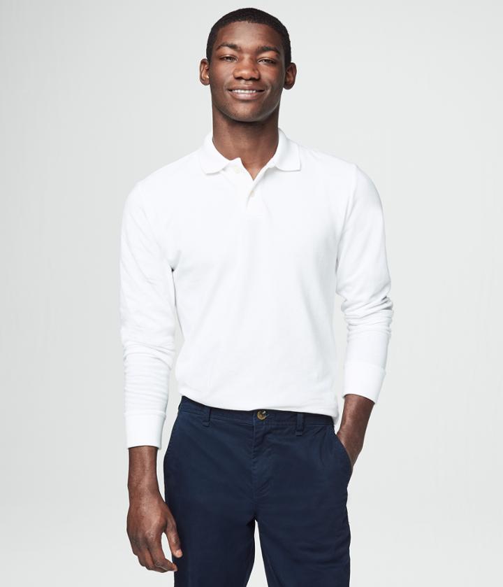 Aeropostale Aeropostale Long Sleeve Solid Uniform Pique Polo - Bleach, Xsmall