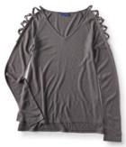 Aeropostale Aeropostale Long Sleeve Strappy Shoulder V-neck Top - Iron Frost, Xsmall