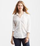 Aeropostale Cape Juby Long Sleeve Lace Inset Button Down