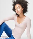 Aeropostale Aeropostale Long Sleeve Seriously Soft Ribbed V-neck Tee - Light Pink, Xsmall