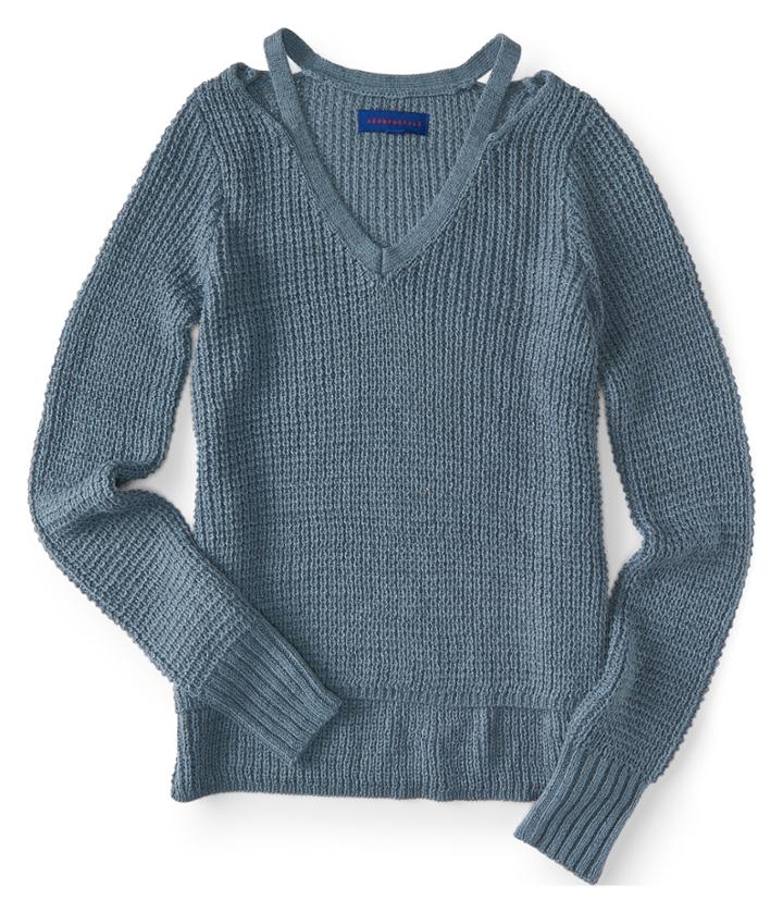 Aeropostale Aeropostale Solid Notch-shoulder Sweater - Campanula, Xsmall