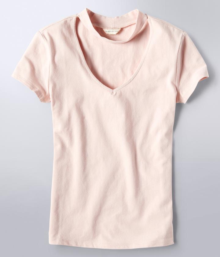 Aeropostale Aeropostale Solid Choker Bodycon Top - Light Ping, Xsmall