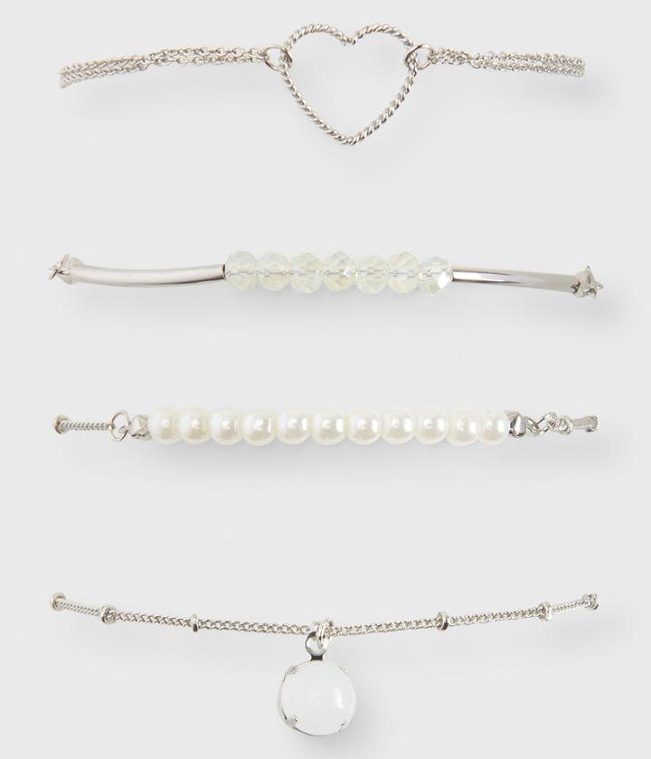 Aeropostale Aeropostale Faux Pearl Bracelet 4-pack - Silver
