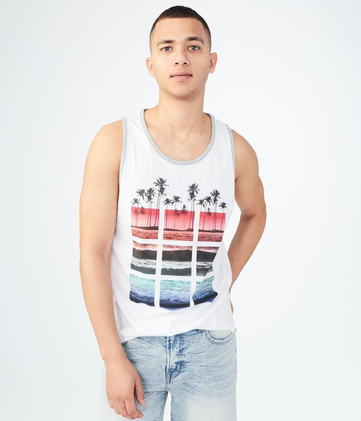Aeropostale Aeropostale Palm Tree Squares Tank - Bleach, Xsmall