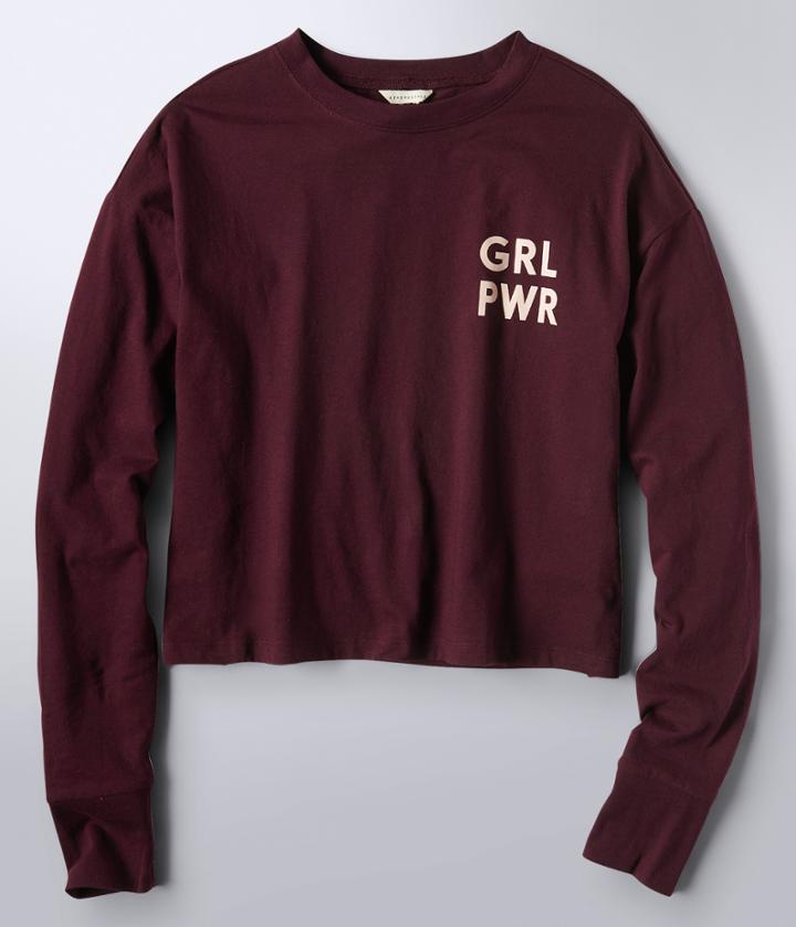 Aeropostale Aeropostale Long Sleeve Grl Pwr Graphic Tee - Dark Red, Xsmall