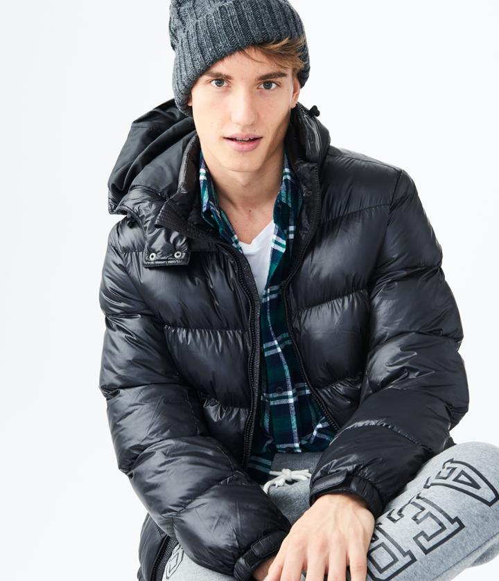 Aeropostale Aeropostale Solid Hooded Puffer Jacket - Black, Xsmall
