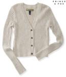 Aeropostale Prince & Fox Ribbed Crop Button Front Cardigan