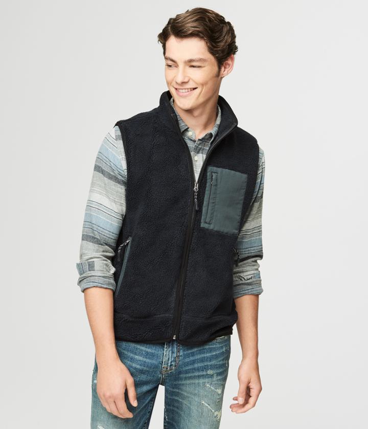 Aeropostale Aeropostale Fuzzy Fleece Vest - Rich Navy, Xsmall