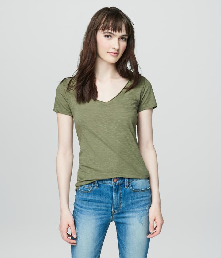 Aeropostale Aeropostale Solid Hampton V-neck Tee - Calliste Green, Xsmall