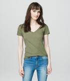 Aeropostale Aeropostale Solid Hampton V-neck Tee - Calliste Green, Xsmall