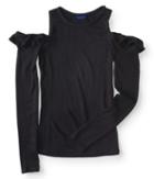 Aeropostale Aeropostale Long Sleeve Seriously Soft Cold-shoulder Ruffle Top - Black, Xsmall