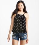 Aeropostale Spearhead Print High Neck Drape Tank