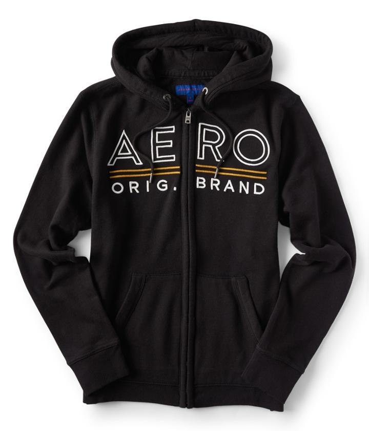 Aeropostale Aeropostale Aero Underlined Logo Zip-front Hoodie - Black, Xsmall