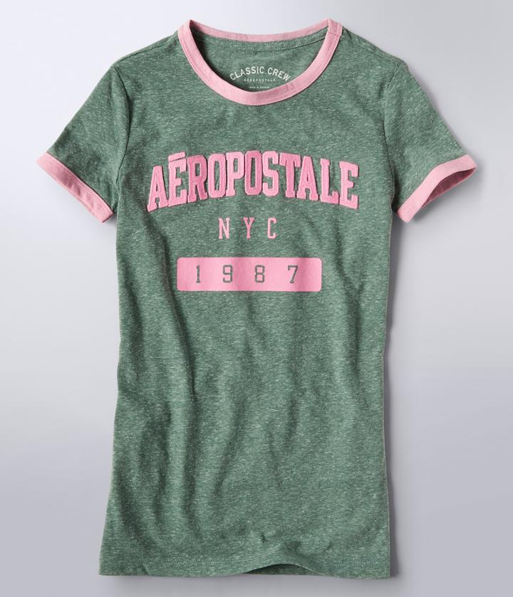Aeropostale Aeropostale 1987 Ringer Graphic Tee - Olive, Xsmall