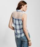 Aeropostale Sleeveless Lace Yoke Plaid Woven Shirt
