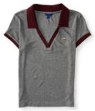 Aeropostale Aeropostale Shield Icon Throwback Jersey Polo - Medium Heather Grey, Medium