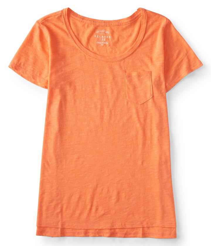 Aeropostale Aeropostale Seriously Soft Solid Pocket Crew Tee - Orange, Xsmall