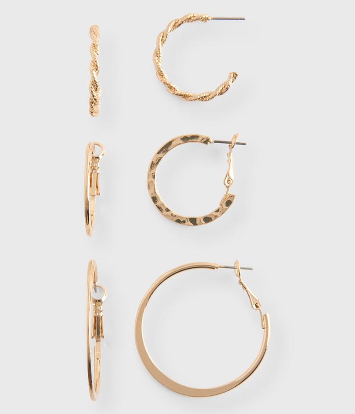 Aeropostale Aeropostale Assorted Hoop Earring 3-pack - Gold
