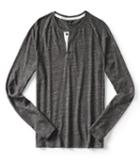Aeropostale Aeropostale Long Sleeve Textured Henley - Charcoal Heather Grey, Xsmall