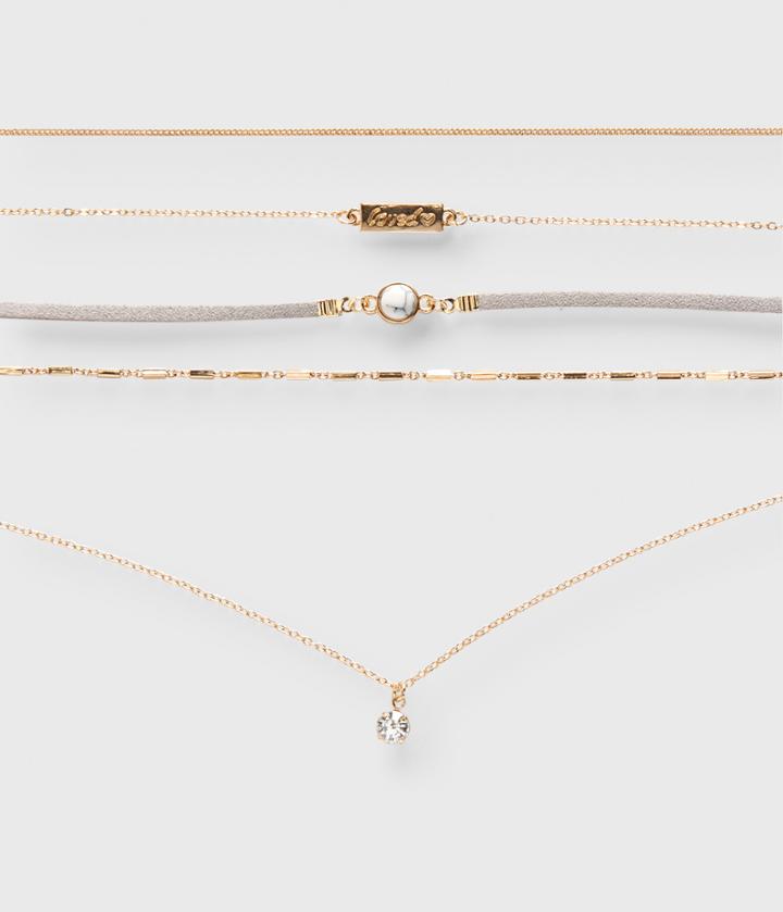 Aeropostale Aeropostale Marbled Choker Short-strand Necklace 4-pack - Gold