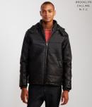 Aeropostale Brooklyn Calling Faux Leather Hooded Puffer Jacket