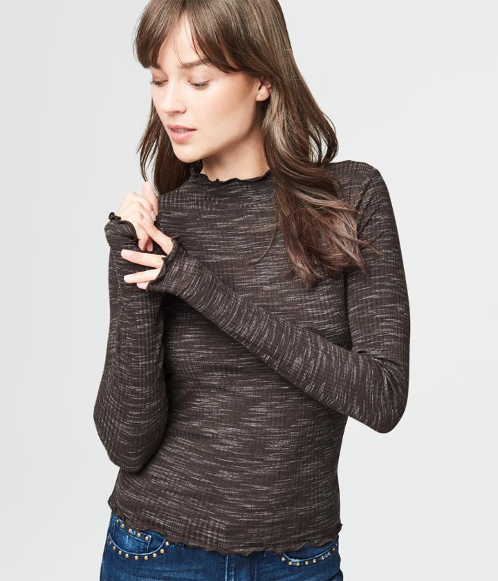 Aeropostale Aeropostale Long Sleeve Lettuce-edge Layering Tee - Dark Brown, Xsmall