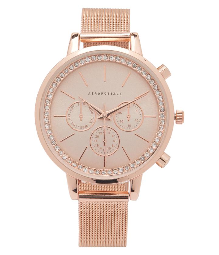 Aeropostale Aeropostale Metal Mesh Rhinestone Analog Watch - Multi