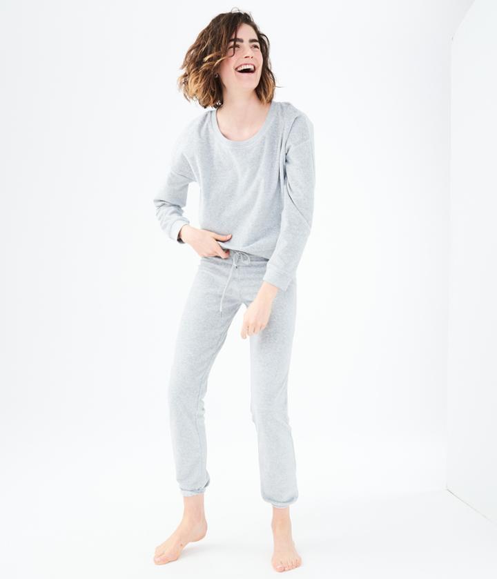 Aeropostale Aeropostale Velour Cinch Sweatpants - Light Heather Grey, Xsmall