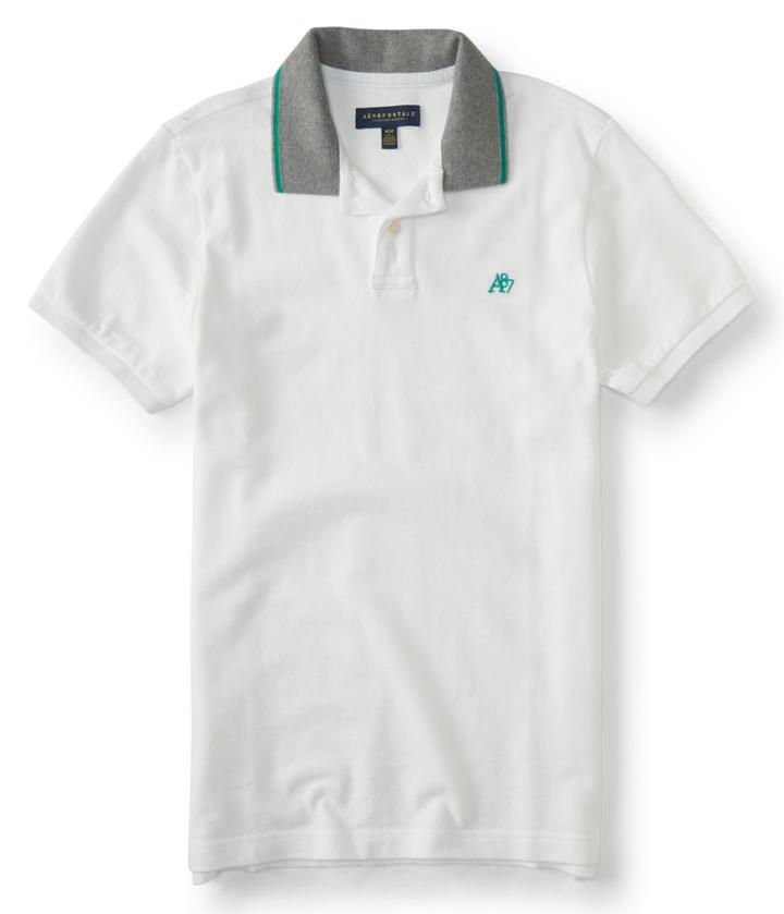 Aeropostale Aeropostale A87 Tipped Logo Pique Polo - Bleach, Xsmall