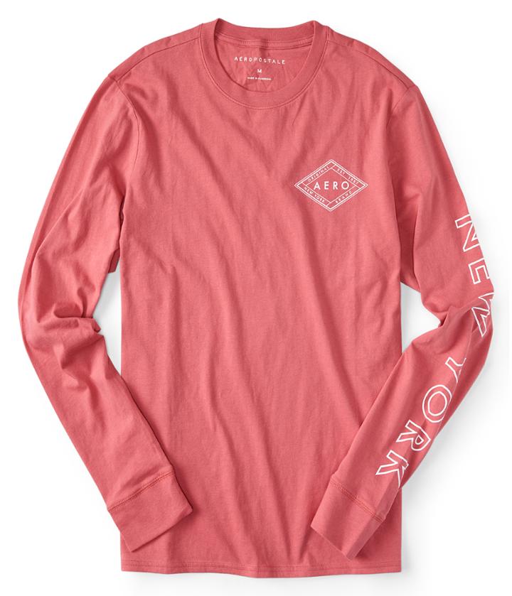 Aeropostale Aeropostale Long Sleeve Aero New York Graphic Tee - Magenta, Medium
