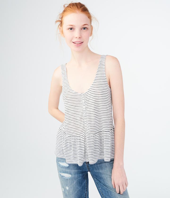 Aeropostale Aeropostale Striped Peplum Tank - Floral White, Small