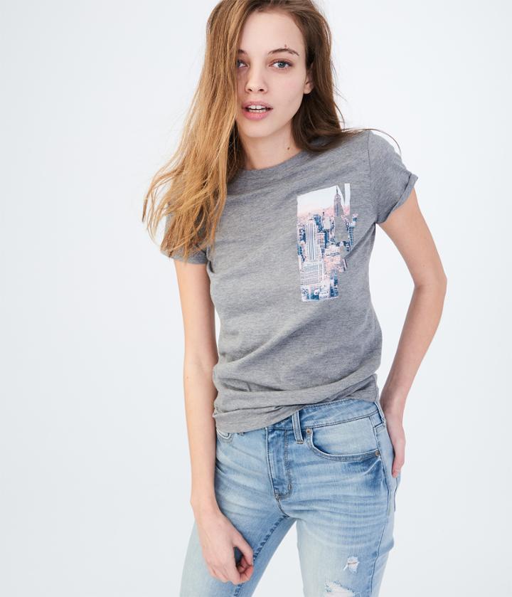 Aeropostale Aeropostale Free State Nyc Photo Graphic Tee - Medium Grey, Xsmall