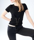 Aeropostale Aeropostale Solid Corset-front Tee - Black, Xsmall