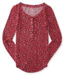 Aeropostale Long Sleeve Ditsy Floral Waffle-knit Henley