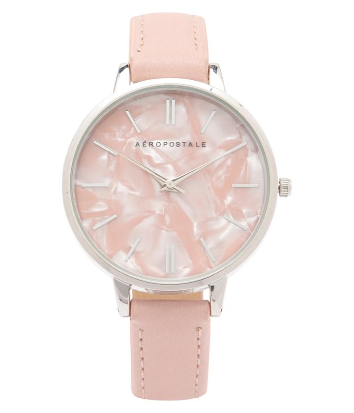 Aeropostale Aeropostale Faux Leather Marbleized Analog Watch - Pink