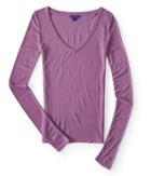 Aeropostale Aeropostale Long Sleeve Seriously Soft Ribbed V-neck Tee - Purple, Small