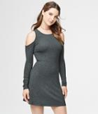 Aeropostale Aeropostale Solid Scoop-neck Ribbed Cold-shoulder Fit & Flare Dress - Charcoal Heather Grey, Xsmall