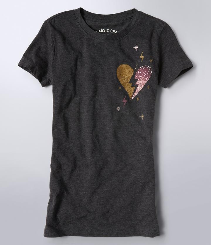 Aeropostale Aeropostale Lightning Heart Graphic Tee - Charcoal Heather, Xsmall
