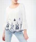 Aeropostale Aeropostale Long Sleeve Embroidered Top - Floral White, Xsmall