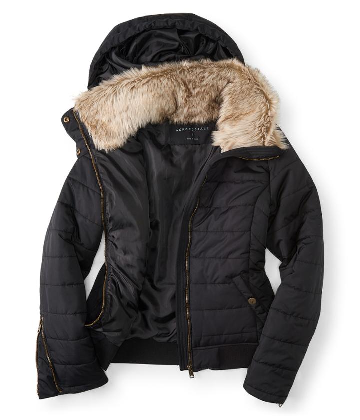 Aeropostale Aeropostale Solid Hooded Puffer Jacket - Black, Small